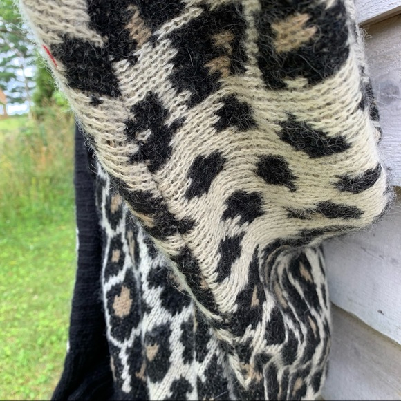 Vintage 80s Wool Mohair Blend Leopard Print Oversized Slouchy Cardigan Sweater - Picture 13 of 16